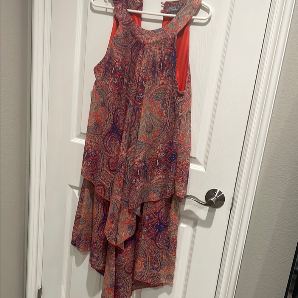 Neiman Marcus Orange and Purple Asymmetrical Sundress